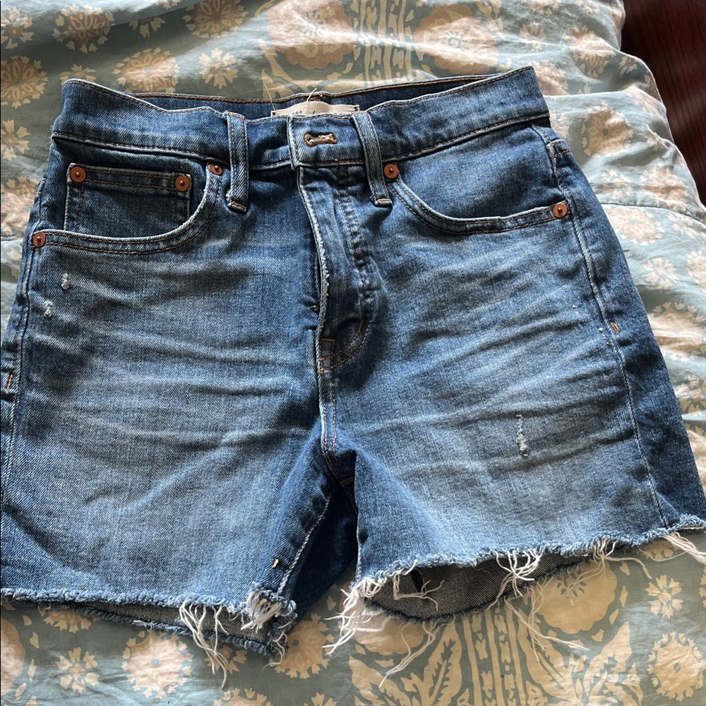 Madewell Distressed Blue Jean Shorts